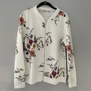 White Floral Bomber Jacket